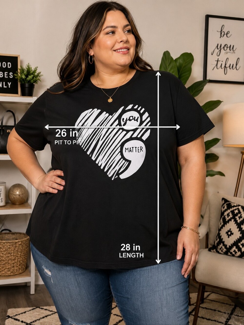 SHEIN Curve Black You Matter Tomorrow Needs You Graphic Tee Plus Size